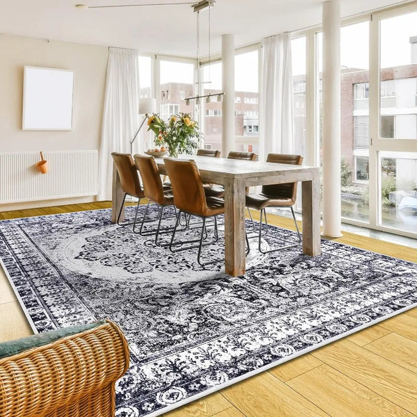 Soft Large Area Rug Washable Living Room Bedroom Rug, Non-Slip Vintage Accent Rugs for Dining Room Office Indoor Home Decor