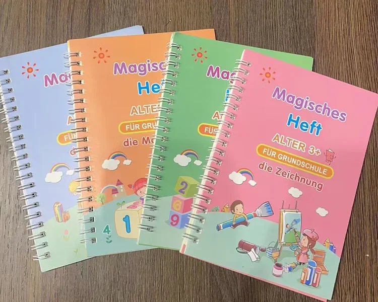 Reusable Arabic Magic Copybook Writing Groove Copybook Arabic Alphabet Wordpad for Kids Children Calligraphy Practice 4 Books