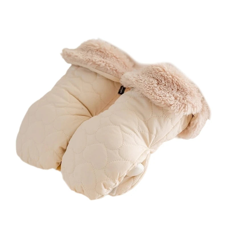 N80C Thickened Handle Gloves Nylon Hand Warmer Mittens Essential Winter Gear Windproof Hand Covers Fleece Gloves for Stroller