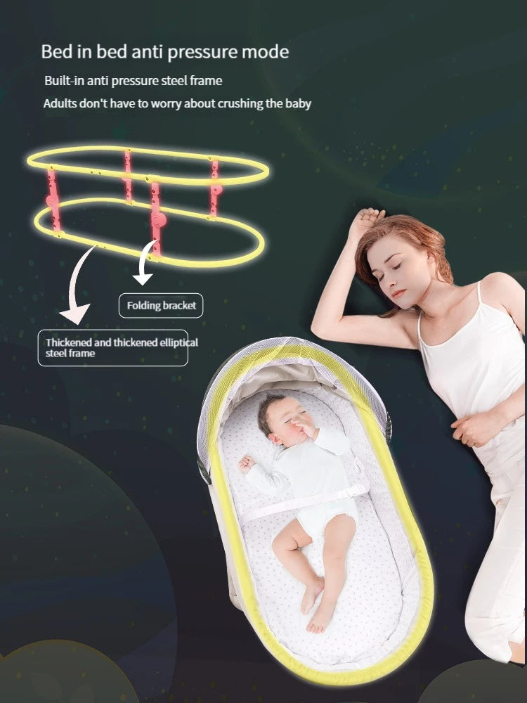 baby bed newborn sleeping basket baby discharge basket can lie flat car with cradle bed car portable