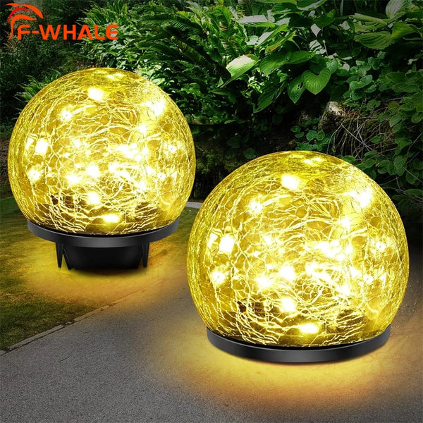 ﻿Solar Globe Lights Outdoor Garden Cracked Glass Ball Solar Lights Outdoor Outside Outdoor Decorations for Patio Yard Lawn Decor